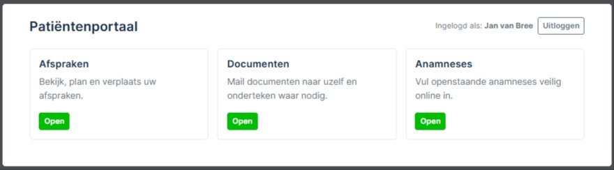 Patiëntenportaal startscherm