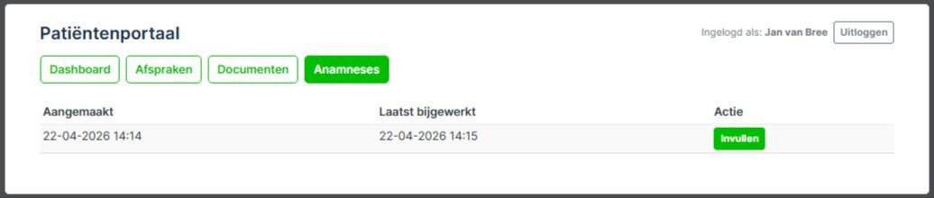 Patiëntenportaal anamneses